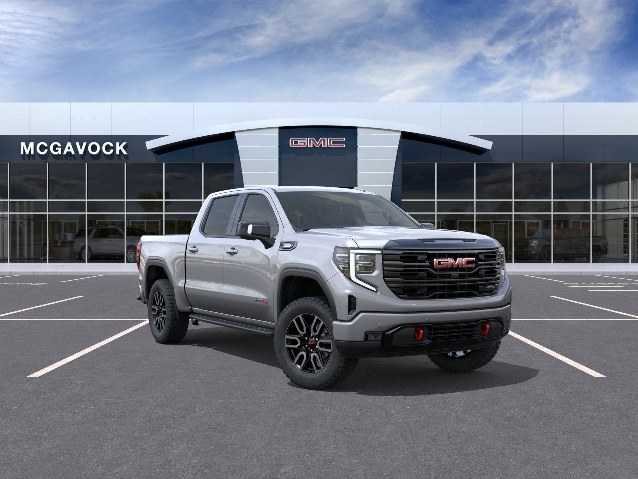 2026 GMC Sierra 1500 AT4 in Sterling Metallic — front three-quarter view